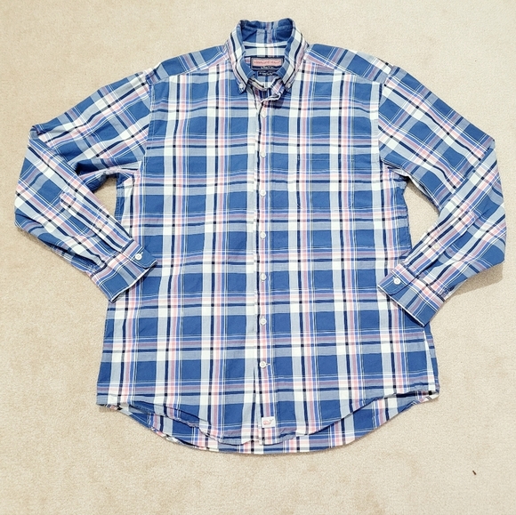 VINEYARD VINES  Men's Plaid Long Sleeve MURRAY Shirt 100% Cotton Size Medium - Picture 1 of 11